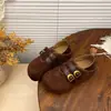 Nuevos Zapatos Casuales Cómodos para Mujer 2026, Otoño, Doble Botonadura, Uso Bidireccional, Planos, Tacón Oculto de Moda, Retro, Versátil, Ante