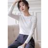 Camiseta de Manga Larga para Primavera y Otoño para Mujer Nueva Blanca Holgada Capa Interior Ropa Tops Coreanos para Mujer Una Pieza Envío Directo