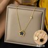 Collar con colgante de flor de ciruelo y fritillaria, de acero de titanio con incrustaciones de diamantes, estilo europeo y americano, para mujer, con diseño de flor de nicho, estilo lujoso y ligero, con pétalos en la clavícula.