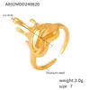 Anillo abierto de corazón hueco estilo europeo y americano, chapado en oro de 18 quilates PVD, joyería de mano retro de tendencia para mujer, venta al por mayor