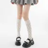 Sapatos, Meias de Algodão, Meias Cano Alto Femininas, Estilo Miu de Bolinhas, Temporada de Primavera e Outono, Combinadas com Sapatos Pequenos de Couro, Meias de Algodão Cano Longo Estilo College que Cobrem o Joelho