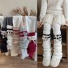 Calcetines para Niñas de Amazon Transfronterizos Estilo Universitario Americano Calcetines de Punto Rayados Horizontales Dobles Mangas Largas para Pantorrilla