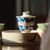 No Falling Pure Handmade Seiko Underglaze Cor pintada à mão Taça de Cobertura Chá Art Tea Bowl Único Chá Xícara Kung Fu Tea Set Caixa de Presente