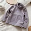 [En Stock] Camiseta Térmica de Lana de Oveja de una Pieza para Niñas, Invierno Nuevo, con Cuello Alto Medio Engrosado para Niños