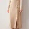 Nueva falda de cachemir para otoño e invierno para mujer, hecha de cachemir puro, con un diseño retro estilo chino, cálida y cómoda, versátil para uso casual y con una abertura.