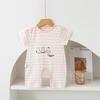 Mameluco de manga corta de extremo abierto para bebé Algodón puro Cuello redondo Moda Camiseta Sombrero Ropa para escalar para niños y niñas Bebé Verano Conjunto Delgado