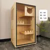 Gato Pulgar Jaula para Gatos Villa para Gatos Número Madera Maciza Casa para Gatos Cría Cuidado de Acogida Sala de Parto para Gatitos Cafetería para Gatos Vitrina Multicapa Tela