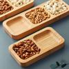 Plato de madera sencillo para aperitivos y frutas de escritorio, ideal para bodas, partos prematuros, bandeja de madera dividida para almacenar frutas secas.