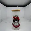 Copo Mason Jar de Vidro 16oz para Cerveja Cola Água com Logotipo Personalizado de Natal em Estoque Transfronteiriço Sublimação