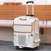 Caixa de Transporte com Rodinhas para Pets Camada Dupla Bolsa para Passeio de Dois Gatos Respirável Primavera e Verão Caixa de Transporte com Rodinhas para Passeio de Cachorro Grande Capacidade Dobrável