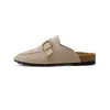Weiwei Girl 2975-1 Sapatos Estilo Birkenstock com Solado Grosso e Tira com Fivela de Couro, Tamancos Casuais Slip-On para Commuter para Mulheres