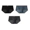 Huajielong Malha Cor Sólida Seda de Gelo Roupa Íntima Masculina Atacado Cintura Média Masculina Tamanho Grande Respirável Cueca Masculina Pode Ser Dropshipping
