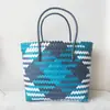 Cesta de Legumes de Fita PP Clássica Prática Tecida à Mão Casual Versátil Cesta de Compras para Exportação Bolsa Tote de Grande Capacidade