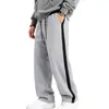 Pantalones deportivos casuales para hombre de otoño e invierno, de Amazon, independientes, de peso pesado, forrados de polar, con diseño de rayas, corte recto, talla grande, con cordón, pants para hombre