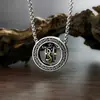 Collar Pixiu Vintage para Hombre Tendencia Personalidad Minimalista Textura Cadena Clavícula Colgante Anillo Doble Hueco Imitación Plata Tailandesa