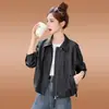 Jaqueta de Couro Genuíno Haining Nova para Mulheres, Primavera e Outono de 2026, Tamanho Petite, Casaco Curto Casual Vintage Estilo Coreano Solto