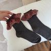 Calcetines de encaje con diseño de hoja de loto Ioulor para chica, hasta la pantorrilla, versión japonesa y coreana 2025, transpirables, versátiles, de algodón, calcetines Zhuji al por mayor