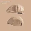 Gorra Plana Retro Japonesa Lavada Desgastada de Piel Sintética Unisex Moda Casual Gorra de Periódico