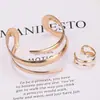 Moda Europea y Americana Más Vendida Transfronteriza de Alta Gama para Mujer Set de Pulsera de Anillo de Gota de Agua Hueca Cruzada Joyería de Mano Personalizada para Mujer