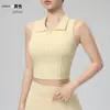 Camiseta de yoga de cuello alto para mujer transfronteriza, no necesita usar sujetador, copa integrada, transpirable, corta, que expone la cintura, top deportivo para fitness al aire libre