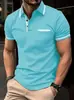 Camisa Polo de Manga Corta para Hombre de Verano Europeo y Americano Estampado 3D Casual para Deportes al Aire Libre Transpirable Bolsillo con Solapa Pantalones Camisa Polo