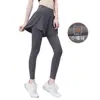 Calças de Yoga Quentes com Forro de Lã para Mulheres, Cintura Alta, Levanta Bumbum, Falso Duas Peças, Calças com Forro de Lã para Fitness, Corrida, Treino, Calças Esportivas, Calças Compridas