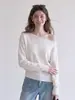 Top asimétrico de hombros descubiertos, suéter de punto blanco para mujer, nuevo estilo coreano de primavera, suéter único y hermoso de manga larga 9422