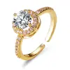 Tiktok Kuaishou transmisión en vivo lujo temperamento bolsa redonda de diamantes completos anillo femenino comercio electrónico transfronterizo网红 de red regalo anillo de diamantes Alto sentido