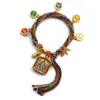 Pulseira do deus da riqueza de cinco vias estilo Xizang oito santos padroeiros cinco mestres Manjushri deus da riqueza amarelo thangka corda tecida à mão pulseira do ano desta vida
