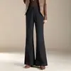 Pantalones negros de talle alto, corte ajustado y campana para mujer, nueva moda otoño 2026, elegantes y versátiles, pantalones casuales sencillos