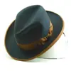 Chapéu de feltro de ovelha estilo cowboy de venda rápida internacional, cor sólida com chapéu de feltro decorativo