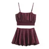Estilo Europeo y Americano Comercio Exterior Wholesale Verano Mujer Sexy Chica Caliente Estilo Globo Top de Tirantes Pantalones Culotte Linterna Conjunto