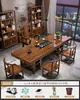 Juego Grande de Mesa de Té y Sillas de Madera Maciza, Una Mesa y Cinco Sillas, Mesa de Té de Estilo Chino Nuevo, Adecuado para Oficina o Uso en Casa, Estación para Preparar Té