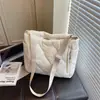 Bolsa de Tecido de Algodão Transfronteiriça para Mulheres Grande Capacidade Nova Outono e Inverno 2025 Versátil Ombro Transversal Bolsa Tote para Aula e Trabalho