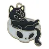 Halloween Transfronteiriço Gato Preto Caveira Esmalte Liga Liga Acessórios de Joias Brincos DIY Colar Chaveiro Pingente Charme
