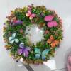 Corona de Eucalipto de Amazon Mariposa Transfronteriza Corona Arcoíris de Primavera Colgante Decoración de San Valentín Pascua Colgante de Puerta