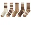 Calcetines Maillard Otoño e Invierno Nuevos para Mujer de Media Pantorrilla Ins Simples y Versátiles Color Café Calcetines de Felpa Estilo Universitario