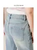Dias Relaxantes de Primavera/Calça Jeans Flare de Cintura Alta para Mulheres em Cor Clara, Caimento Solto, Comprimento no Chão, Tamanho 26, Nova Coleção de Primavera