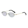Gafas de sol sin montura de alta gama al mismo estilo que Zhang Yuanying de Ive, Montura de gafas lisa nueva, Gafas de sol de estilo Old Money de celebridad de Internet de lujo ligero