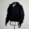 Moletom estilo americano com zíper parcial e gola alta para homens, jaqueta desconstruída de nicho para outono, moletom rígido cleanfit de alta durabilidade