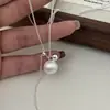 Collar de Plata de Ley S925 con Bola de Plata Cepillada para Mujer, Nueva Cadena Versátil de Nicho de Lujo Ligero para Suéter con un Toque de Alta Gama, Cadena de Clavícula en Capas