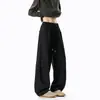 Calça de moletom estilo americano com barra curva para homens, nova calça reta versátil de cor sólida para primavera e outono, calça casual folgada para estudantes, disponível para atacado no Douyin