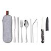 Fabricante Personalizado Aço Inoxidável Portátil Talheres Faca de Bife Colher Garfo Canudo Hashi Mais Logo Conjunto para Viagem ao Ar Livre