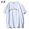 Camiseta Masculina Chaobu Criativa Estampa de Letras Solta Manga Curta Marca da Moda Retro Americano Roupas de Verão 2025 Tendência Ins