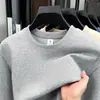 Moletom Masculino Outono Inverno Nova Temporada Descente Algodão Gola Redonda Pulôver Cor Sólida Manga Longa Casual Versátil Solto Camada Base Top