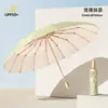 Paraguas grande plegable de 16 varillas para mujer, resistente al viento, doble uso para sol y lluvia, protección UV, ligero