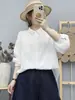 Camisa de algodão com gaze de camada dupla estilo japonês, manga longa, para mulheres, macia, amigável à pele, respirável, algodão puro, top de corte solto