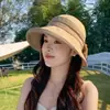 Chapéu de Pescador Elegante com Laço Novo Estilo Japonês Proteção Solar Ampla Aba Mostrando o Rosto Chapéu de Sol Pequeno Feminino para Exterior