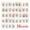 Conjunto de Cartões de Aniversário Florais Frescos, 36 Cartões Sem Repetição para Melhores Amigos, Cartões de Cumprimentos, Materiais para Diário, Cartões Decorativos Atacado