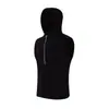 Camiseta Regata com Capuz Meio Zíper Estilo Americano Slim Fit Sem Mangas para Homem, Novo Estilo Esportivo de Verão, Top Canelado Stretch